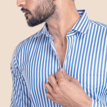 Stripe Shirt in Blue Smart Fit