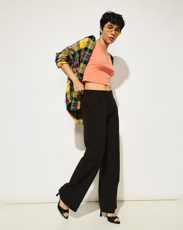 Black High-Rise Wide-Leg Pants