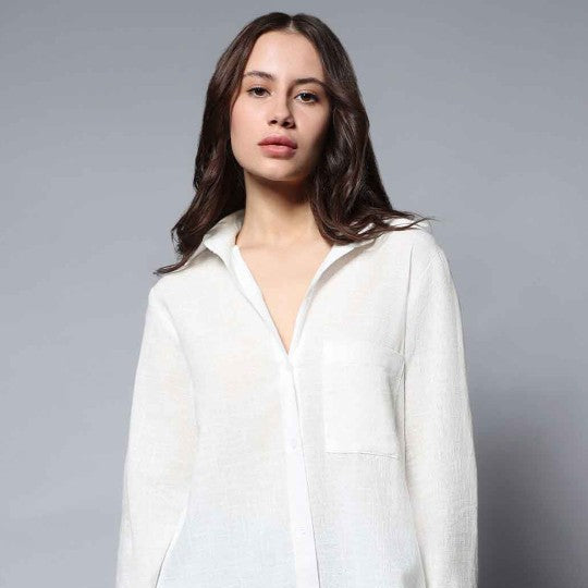White Oversized Casual Shirt