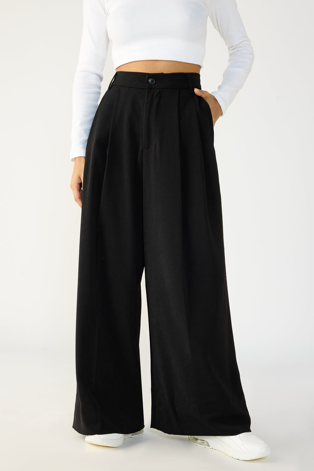 Jade Black Flex Fit Korean Pants