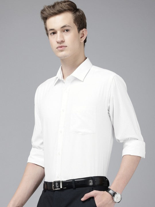 Slim Fit Textured Formal Shirt – White