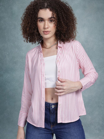 Pink Striped Casual Shirt