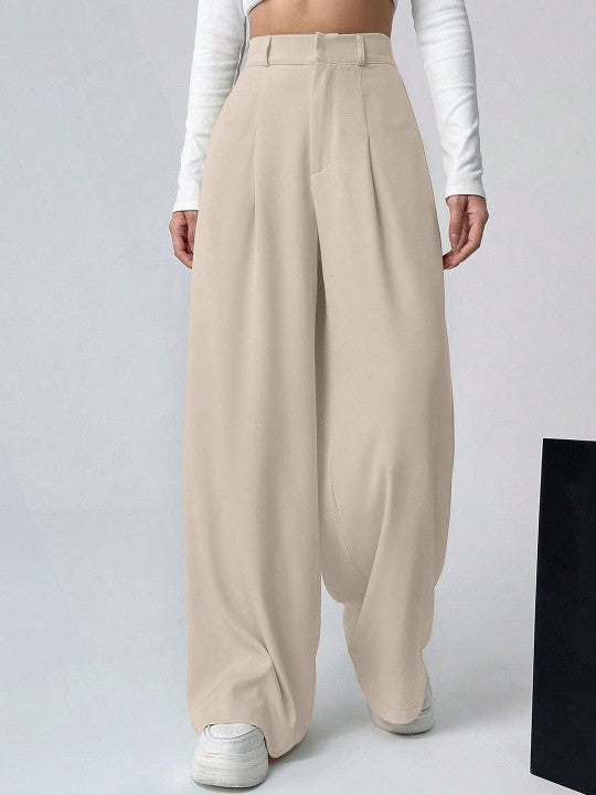 Relaxed Loose Fit High-Rise Trousers