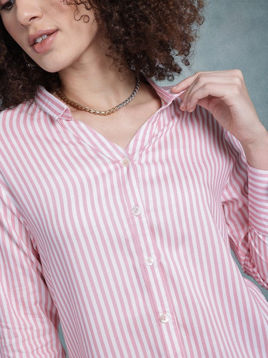 Pink Striped Casual Shirt