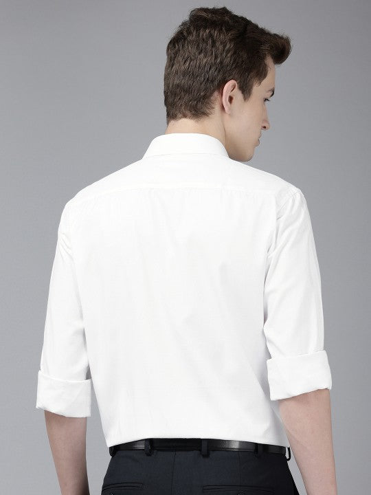 Slim Fit Textured Formal Shirt – White